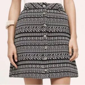 Anthropologie Maeve Fieldnotes button front Black White Tribal Striped Skirt 2